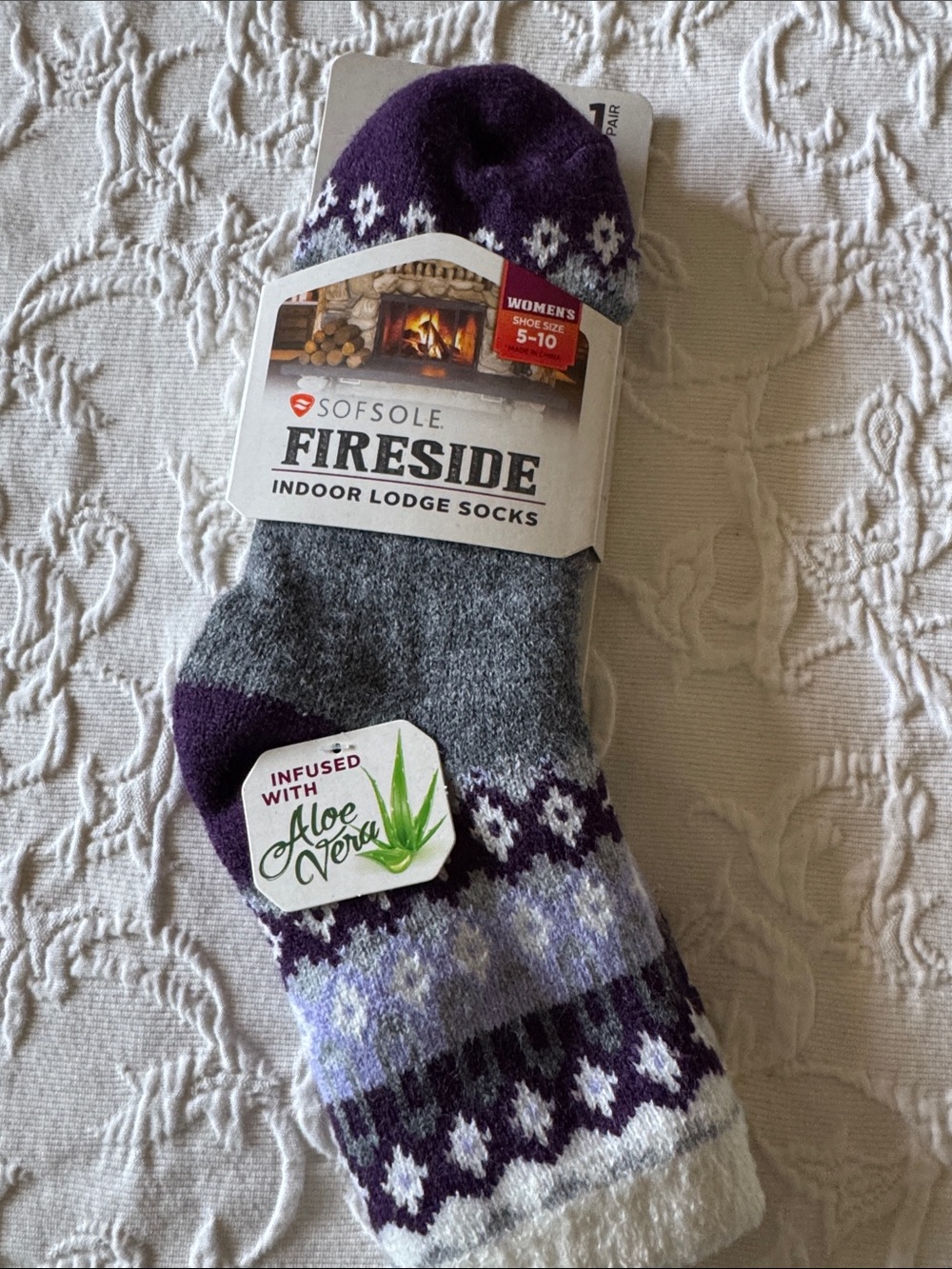 Fireside Women's Purple & Gray Indoor Lodge Socks